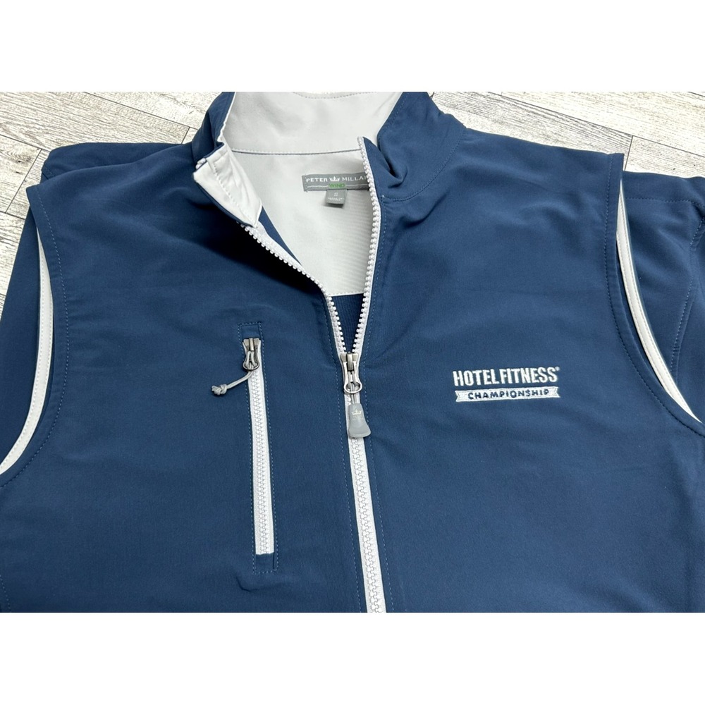 Peter Millar Blue Full Zip Golf Vest Wind Jacket Men's SMALL Hotel Fitness Champ